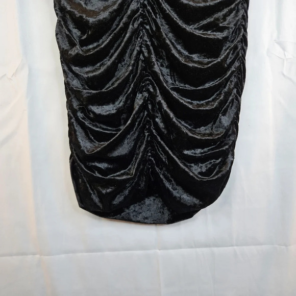 Ronny Kobo Adele Black Crushed Velvet High Neck Cinced Side Cocktail Dress - Picture 11 of 13